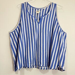 NWT PACT Women Tank Top 3XL Striped Nautical Organic Sustainable Basic V-neck